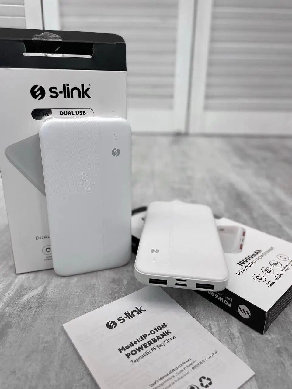 PowerBank S-link IP-G10N 10000 mAh з 2 USB-портами та LED-індикатором заряду білий від компанії Магазин "Astoria-gold" - фото 1