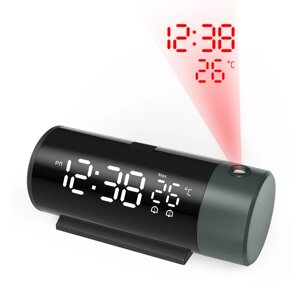 Проєкційний будильник цифровий годинник з обертовим на 180° проєктором