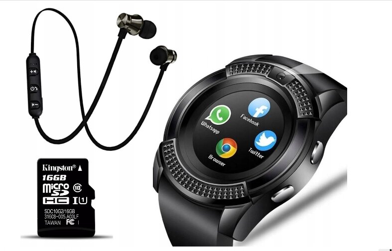 Сенсорні смарт годинник Smart Watch V8 + карта пам'яті 16GB + bluetooth навушники В ПОДАРУНОК !!!! від компанії Магазин "Astoria-gold" - фото 1