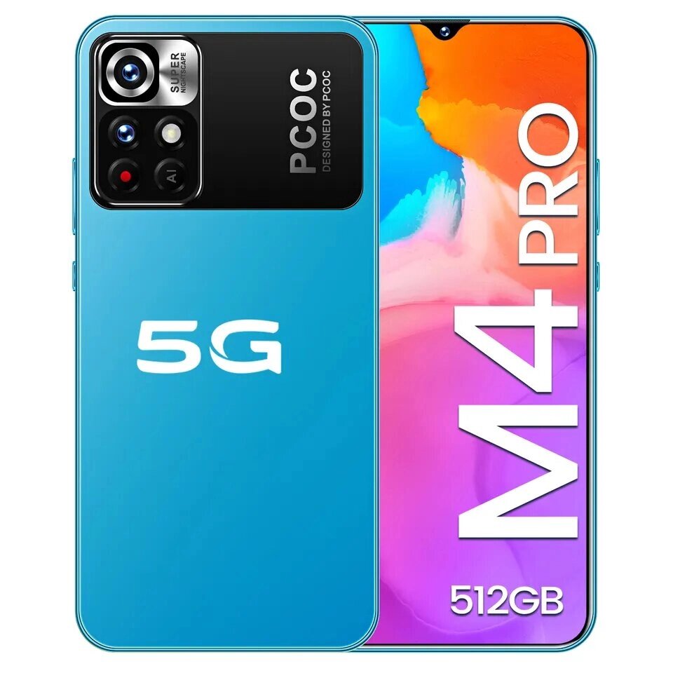 Смартфон M4 Pro 6.7" 12 + 512 Гб відбиток пальця батарея 6800 синій від компанії Магазин "Astoria-gold" - фото 1