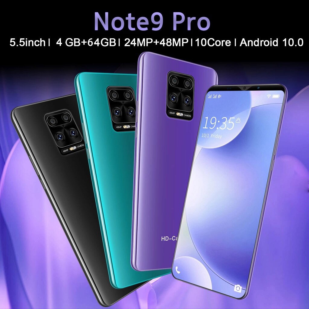 Смартфон Note9 pro на дві SIM-картки 4 ГБ + 64 ГБ екран 5,5 дюйма 24Мп+48Мп 4800 мАч 4G від компанії Магазин "Astoria-gold" - фото 1