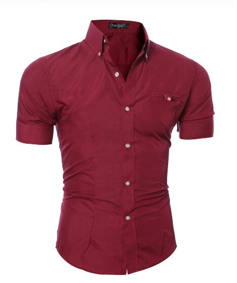 Сорочка чоловіча на літо з коротким рукавом приталена (бордо) код 52 M, L від компанії Магазин "Astoria-gold" - фото 1