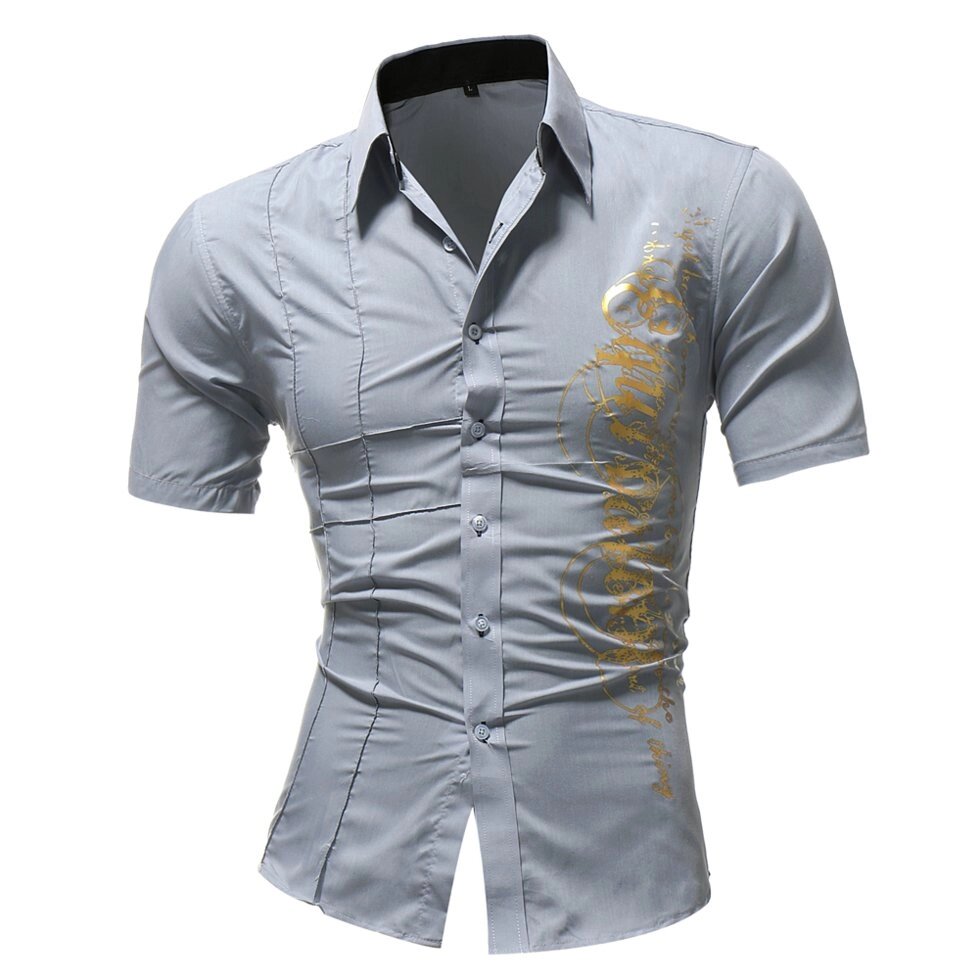 Сорочка чоловіча стильна короткий рукав з принтом (сіра) код 124 розмір М від компанії Магазин "Astoria-gold" - фото 1