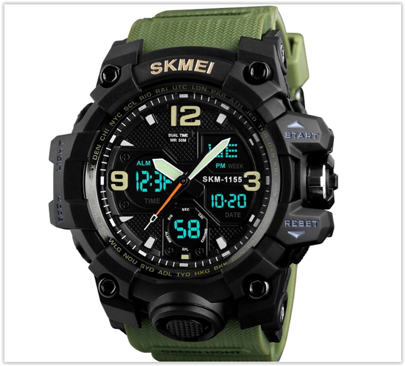 Спортивні годинник SKMEI 1155 (водонепроникні) колір - хакі ремінець від компанії Магазин "Astoria-gold" - фото 1
