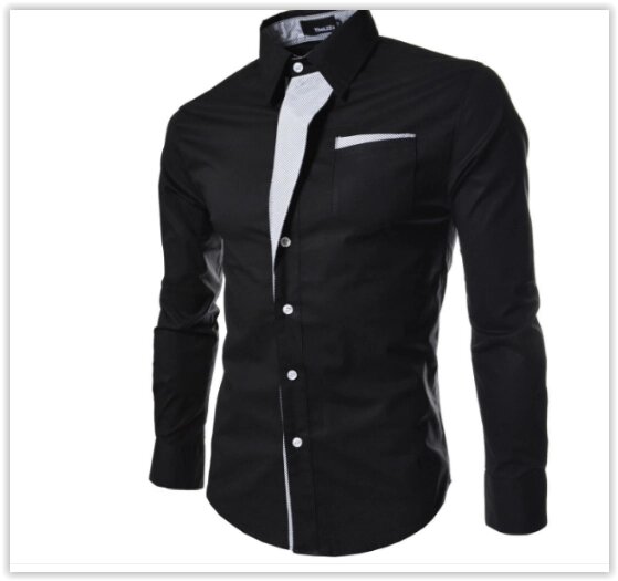 Стильна чоловіча сорочка приталена L (чорна) від компанії Магазин "Astoria-gold" - фото 1