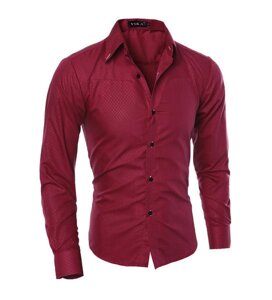 Стильна чоловіча приталена сорочка в брітанксом стилі довгий рукав M - ХL червона