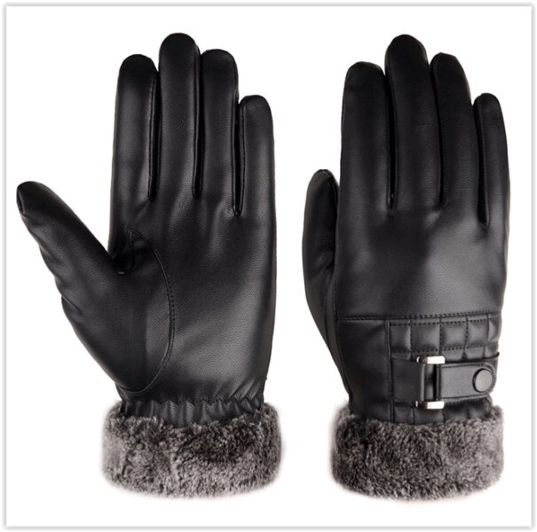 Утеплені рукавички для сенсорних екранів з відворотом чорні код 106 від компанії Магазин "Astoria-gold" - фото 1