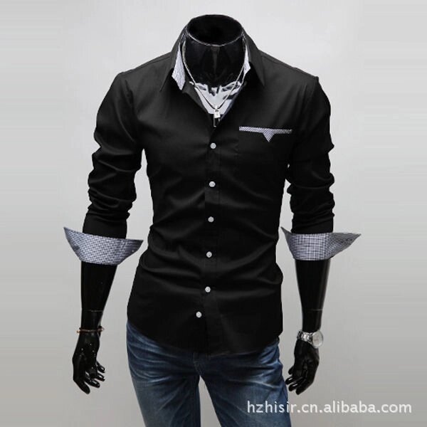 Якісна чоловіча сорочка з довгим рукавом (чорна) New 2021 код 46 розмір ХL від компанії Магазин "Astoria-gold" - фото 1