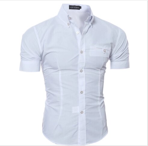 Якісна чоловіча сорочка з коротким рукавом приталена (біла) код 52 від компанії Магазин "Astoria-gold" - фото 1