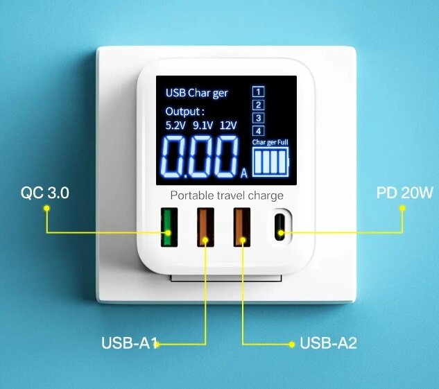 Зарядний пристрій ASOMETECH 40W з дисплеєм швидке заряджання Зарядна станція від компанії Магазин "Astoria-gold" - фото 1