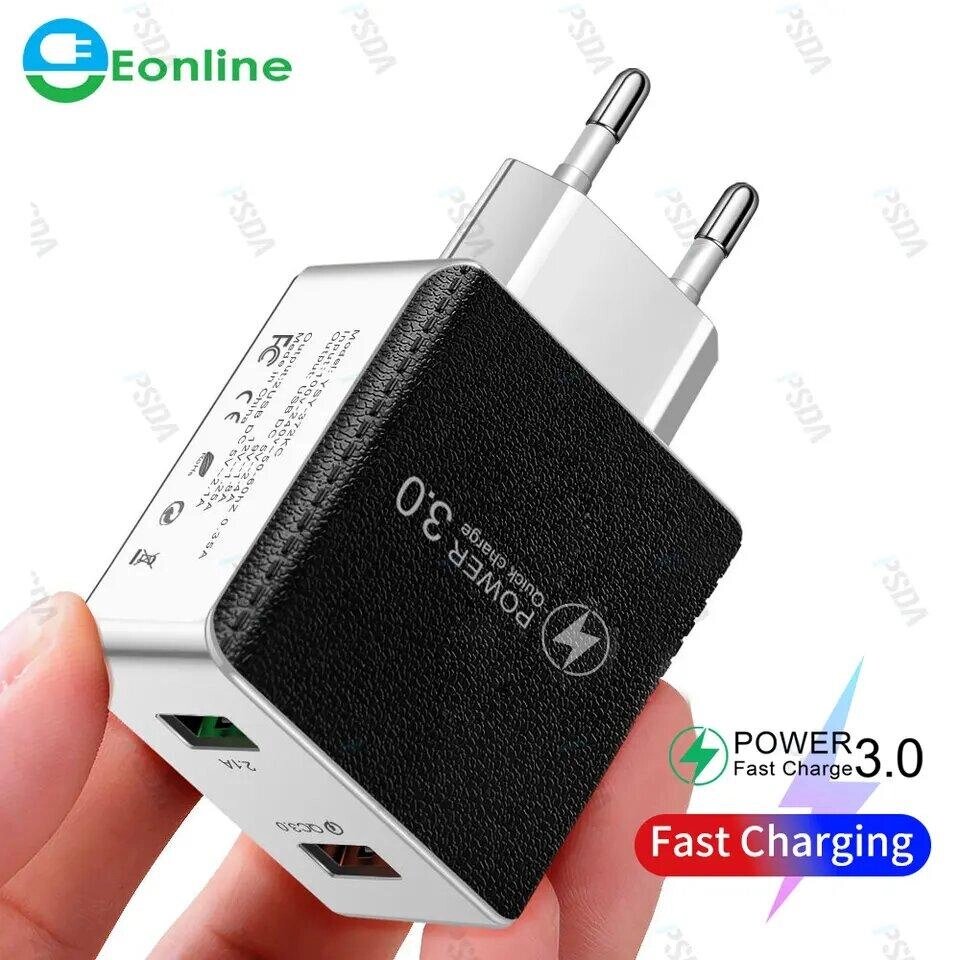 Зарядний пристрій для смартфона EONLINE QC3.0 USB швидке заряджання 2 порти від компанії Магазин "Astoria-gold" - фото 1