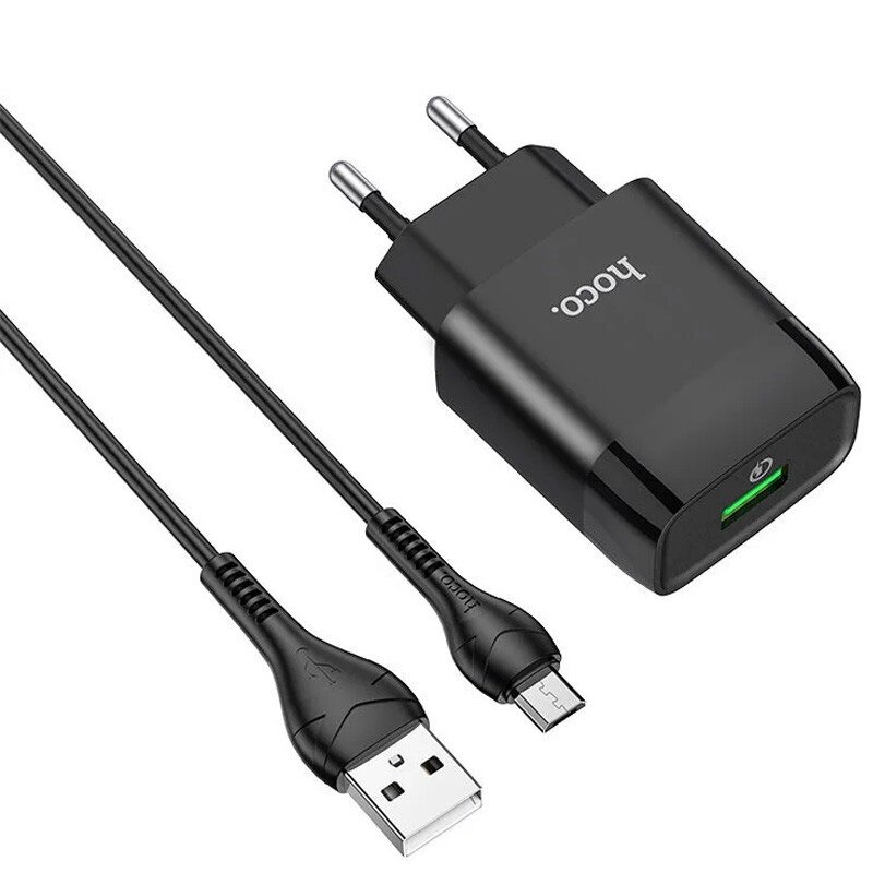 Зарядний пристрій USB C72A на 2.1 A + кабель 1 м Micro USB оригінал, чорний від компанії Магазин "Astoria-gold" - фото 1