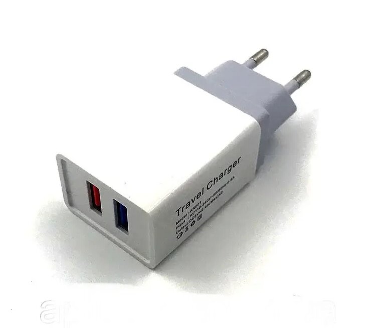 Заряджання для телефона Fast Charge Мережевий зарядний пристрій з 2 USB-портами від компанії Магазин "Astoria-gold" - фото 1