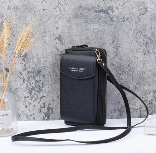 Жіноча сумка — гаманець клатч FOREVER Lovely чорна з відділенням для телефона