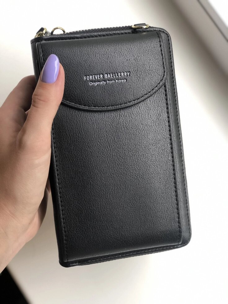 Жіноча сумка — гаманець клатч FOREVER Baellerry чорний із відділенням для телефона від компанії Магазин "Astoria-gold" - фото 1