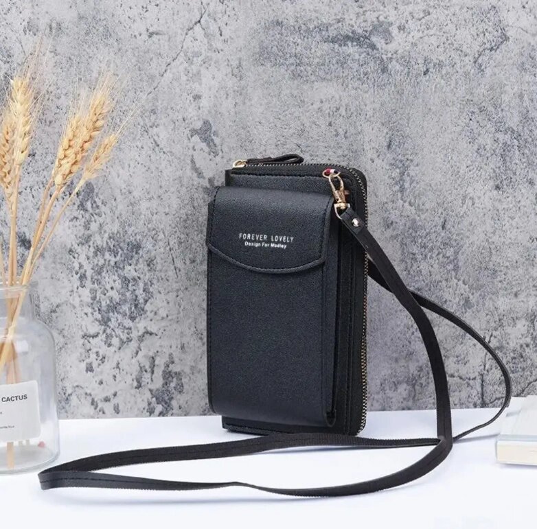 Жіноча сумка — гаманець клатч FOREVER Lovely чорна з відділенням для телефона від компанії Магазин "Astoria-gold" - фото 1