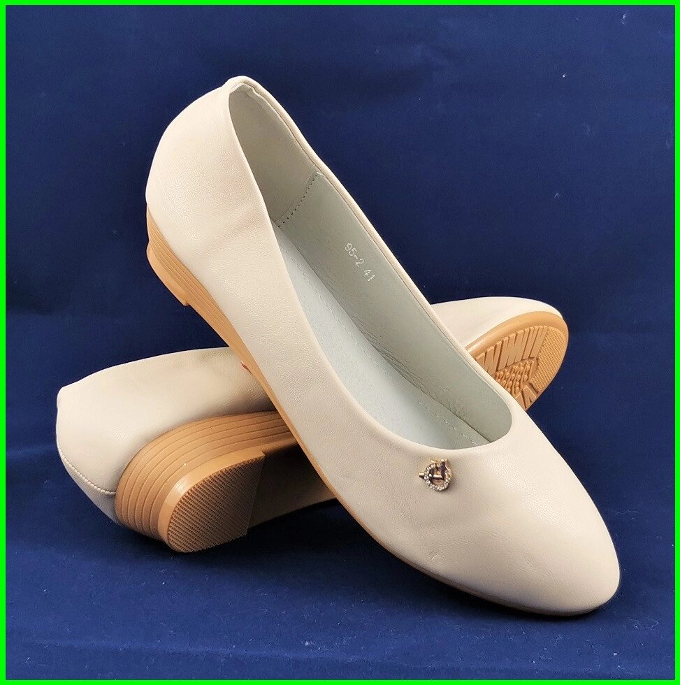 .Жіночі Балетки Білі Мокасини Туфлі Світлі (розміри: 41,42,43) - 5-2 від компанії Магазин "Astoria-gold" - фото 1