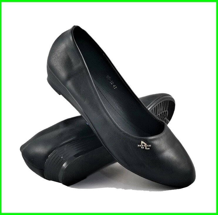 .Жіночі Балетки Чорні Туфлі Шкіряні Мокасини (розміри: 41,42) - 5-10 від компанії Магазин "Astoria-gold" - фото 1