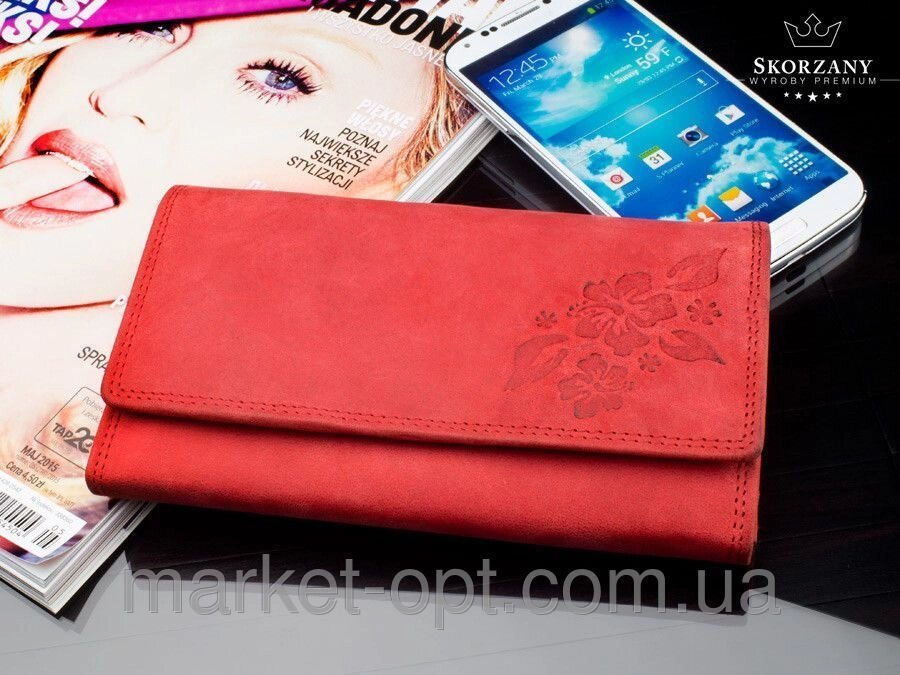 Жіночий гаманець Always Wild преміум-клас шкіра в червоному кольорі від компанії Магазин "Astoria-gold" - фото 1