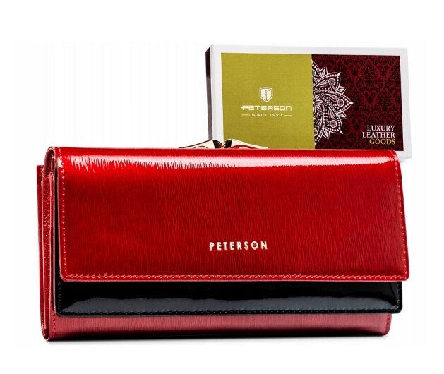 Жіночий шкіряний лакований гаманець червоний PTN 421028-SH RED-BL від компанії Магазин "Astoria-gold" - фото 1