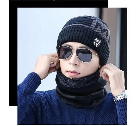 Зимова в'язана чоловіча шапка WXT чорна код 93 від компанії Магазин "Astoria-gold" - фото 1