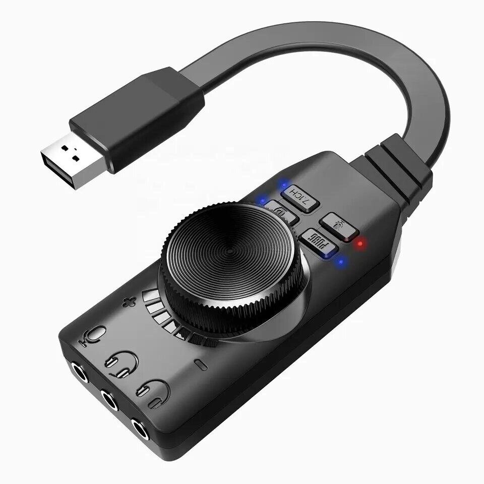 Зовнішня звукова USB-карта Plextone GS3 7.1 канальна 3,5-мм аудіороз'єм для навушників від компанії Магазин "Astoria-gold" - фото 1