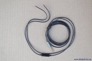 Аудіо кабель для ремонту навушників з мікрофоном, чорний, 4 пoлюса