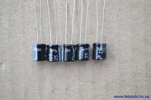 Електролітичні конденсатори 100 МКФ x 25 В - 8x6 мм 105 ° C