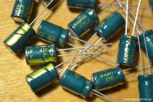 Електролітичні конденсатори 470 мкф x 25 В - 12x8 мм 105 ° C Sanyo