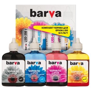 Чорнило barva EPSON L100/L210/L300/L350/L355 B/C/M/Y 4х90г (E-L100-090-MP)