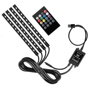 Декоративна RGB LED підсвітка салону авто, світломузика, ДУ, USB