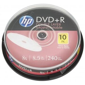 Диск DVD HP DVD+R 8.5GB 8X DL IJ PRINT 10шт spindle (69306/DRE00060WIP-3)