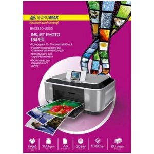 Фотопапір Buromax А4, Glossy, 120 г/м2, 20sheets (BM. 2220-2020)