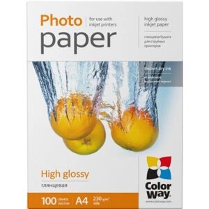 Фотопапір ColorWay A4 230г Glossy 100ст. (PG230100A4)