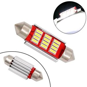 LED C5W C10W 39мм лампа в автомобіль, 12 SMD 4014, з обманкою Canbus, білий