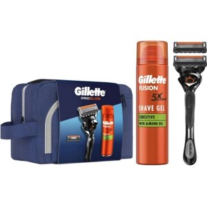 Набір косметики Gillette Бритва Fusion ProGlide з 2 змінними картриджами + Гель для гоління Fusion 200 мл + Косметичка