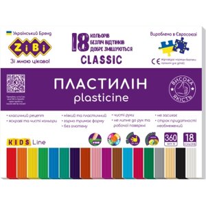 Пластилін ZiBi Classic 18 кольорів 360 г (ZB. 6235)