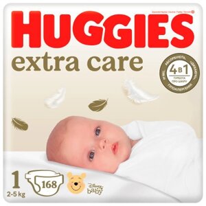 Підгузки Huggies Extra Care Розмір 1 (2-5 кг) M-Pack 168 шт (5029054234747/5029053549620)