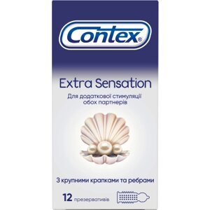 Презервативи Contex Extra Sensation з крупними крапками та ребрами 12 шт. (5052197051506)