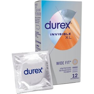 Презервативи Durex Invisible XL ультратонкі збільшеного розміру (ширші) 12 шт. (5052197057119)