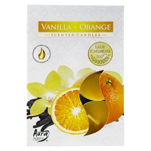 Свічка таблетка ароматична Vanilla-orange, Bispol. У наборі 6 штук. Польща.