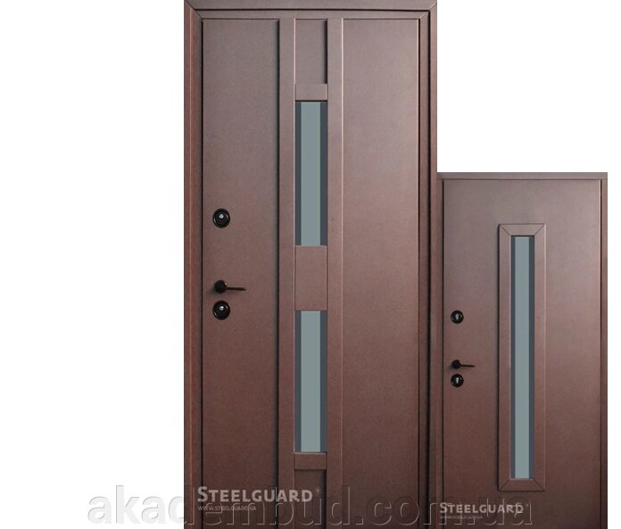Металеві двері Серія  ANTIFROST Scandi Glass (Ral 8019) від компанії Інтернет-магазин металопластикових вікон - фото 1