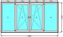 Металопластикове трьохстулкове вікно Опентек Openteck 60 c однокамерним склопакетом