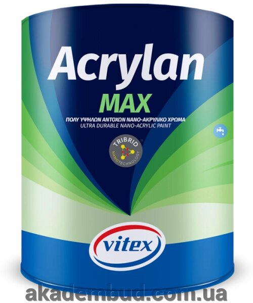 Ультрастійка акрилова нанофарба AcrylanMax Base White 0.98 л від компанії Інтернет-магазин металопластикових вікон - фото 1