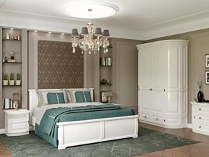 Білий спальний гарнітур Омега з дерева 160