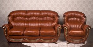 Шкіряний диван з кріслом Женове