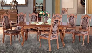 Різьблений дерев'яний стіл Бароко зі стільцями Сонет для вітальні