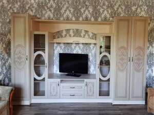 Модульна стінка Василіса у вітальню з гардеробною шафою