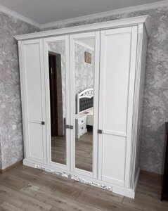 Біла 4х дверна шафа Артеміс з дзеркалами
