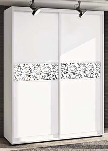 Біла шафа купе фасади комбіновані мод. 2, малюнок художнє матування